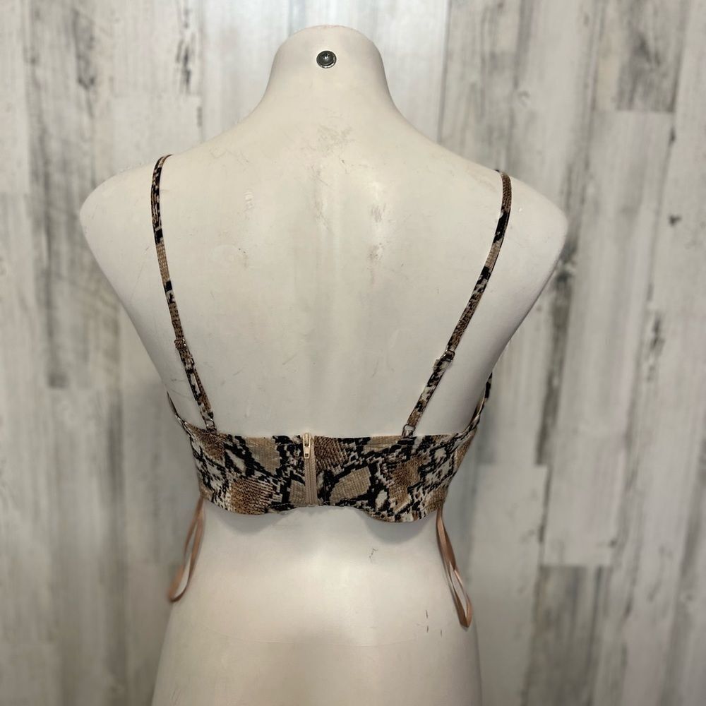 Forever 21 Snakeskin Print Crop Top Size L – Adjustable Straps, Zip Back, Night - Picture 2 of 4